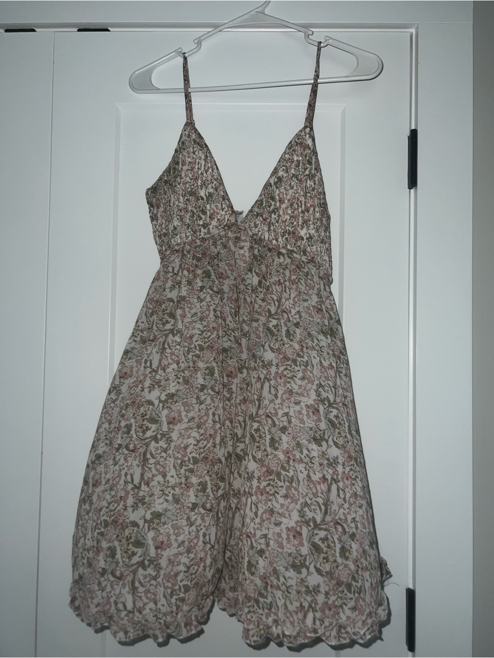 She + Sky Pink and Green Floral Spaghetti-Strap Dress